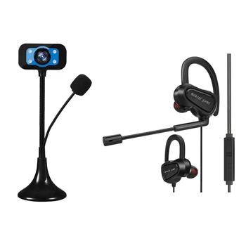 

1 Set Gaming Earphones with HD Mic 3.5Mm Wired Stereo Headset & 1 Pcs Multifunctional HD Computer Camera