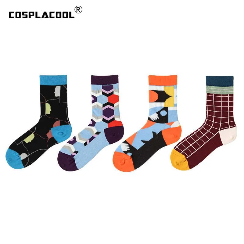 [COSPLACOOL] забавные Женские носочки в японском стиле Харадзюку с абстрактным рисунком маслом; милые носки; Calcetines Mujer Sokken; унисекс