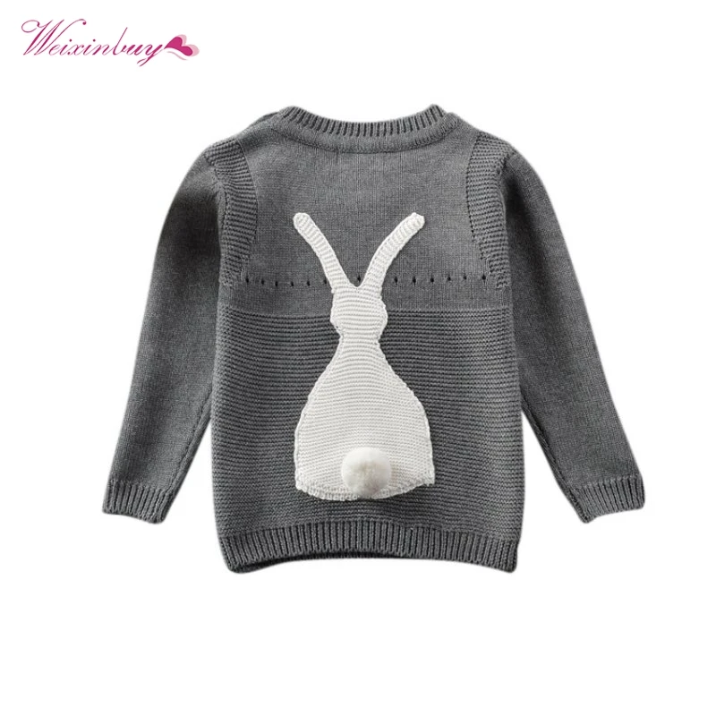 

Winter Autumn Kids Long Sleeve O-neck Print Baby Boys Girls Sweater Toddler Girls Jumper Knitwear Rabbit Children's Clothing