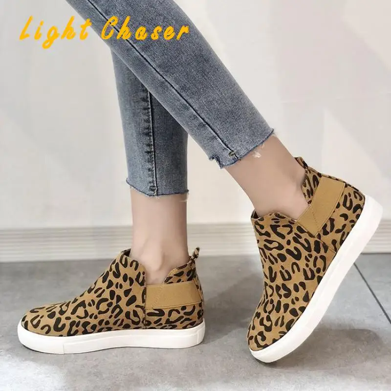 

Women's Shoes Deerskin Velvet Flat Casual Shoes Fashion Leopard Print Platform Shoes Women's Large Size Ladies Telemotion Shoes