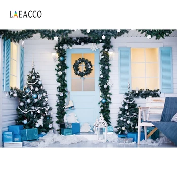 

Laeacco Christmas Tree Snow Cotton Gift Interior Deco Photography Backgrounds Customized Photographic Backdrops for Photo Studio