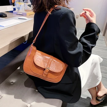 

Women Vintage 2020 Crocodile Leather Handbag Female Small Shoulder Shopping Totes Bag Fashion Solid Color Mobile Phone Pouch