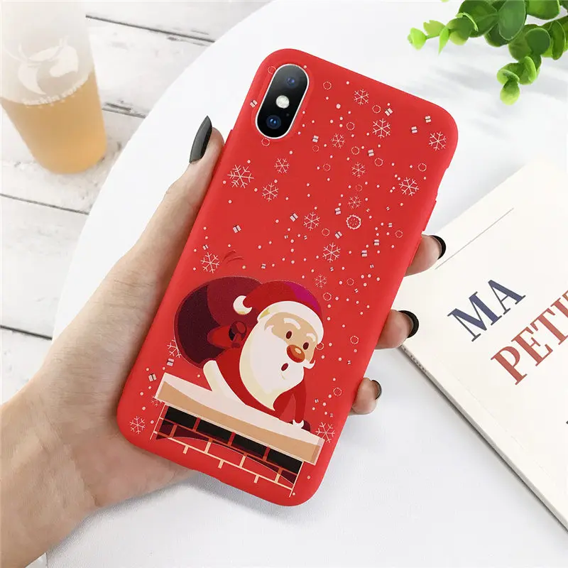 Lovebay чехол силиконовый чехол для телефона с рождественским рисунком для iPhone 11 Pro X XR XS макс 7 8 6 6s плюс 5S SE Санта Клаус снеговика и оленя; мягкий чехол для задней крышки - Цвет: 8371