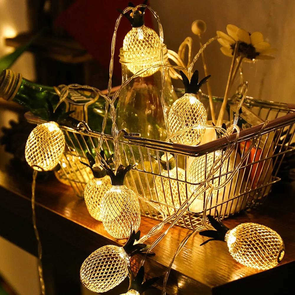 

LED String Light 1.5/2M 10/20 LEDS Battery Operated Fairy Light For Home Decoration 2 Modes Pineapple String Light For Christmas