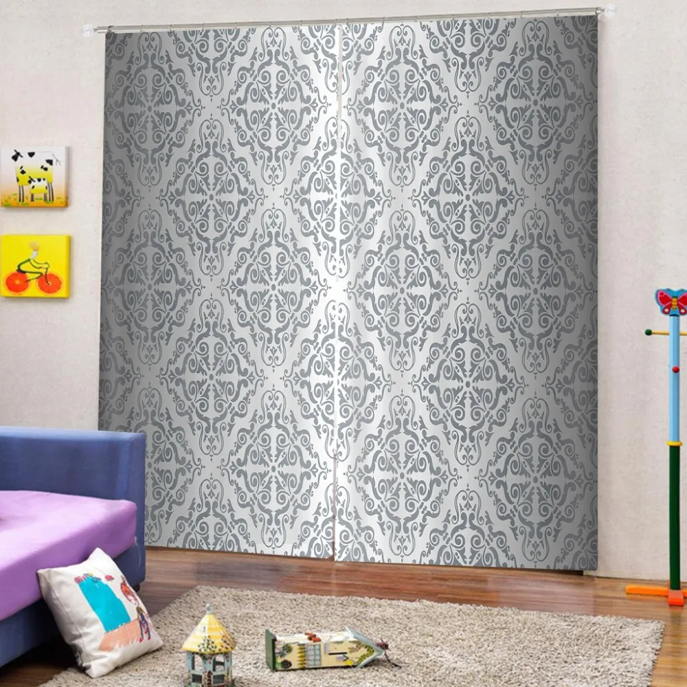 grey curtains morden curtain 3D Window Curtain Decoration curtains Luxury Blackout For Living Room