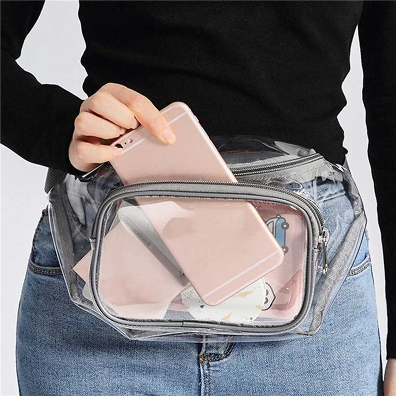 

PVC Women Waist Fanny Pack Belt Bag Hip Bum Bag Clear Transparent Chest Pouch 2021 Bag Beach Travel Banana Hip Zipper Belt Bag