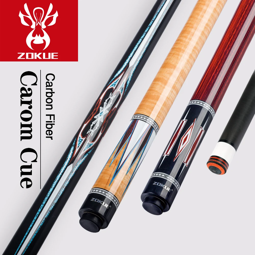 Zokue Konllen Carom Cue Billiard 12mm Tip 142cm 3 Cushion Cue Carbon