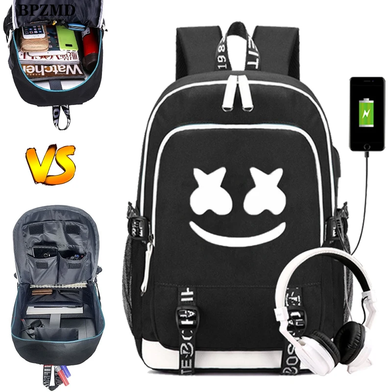 

Marshmellow DJ Backpack Upgrade Luminous Backpack for Boy Girl Students School Anti-theft With USB Charging Laptop Travel Bags