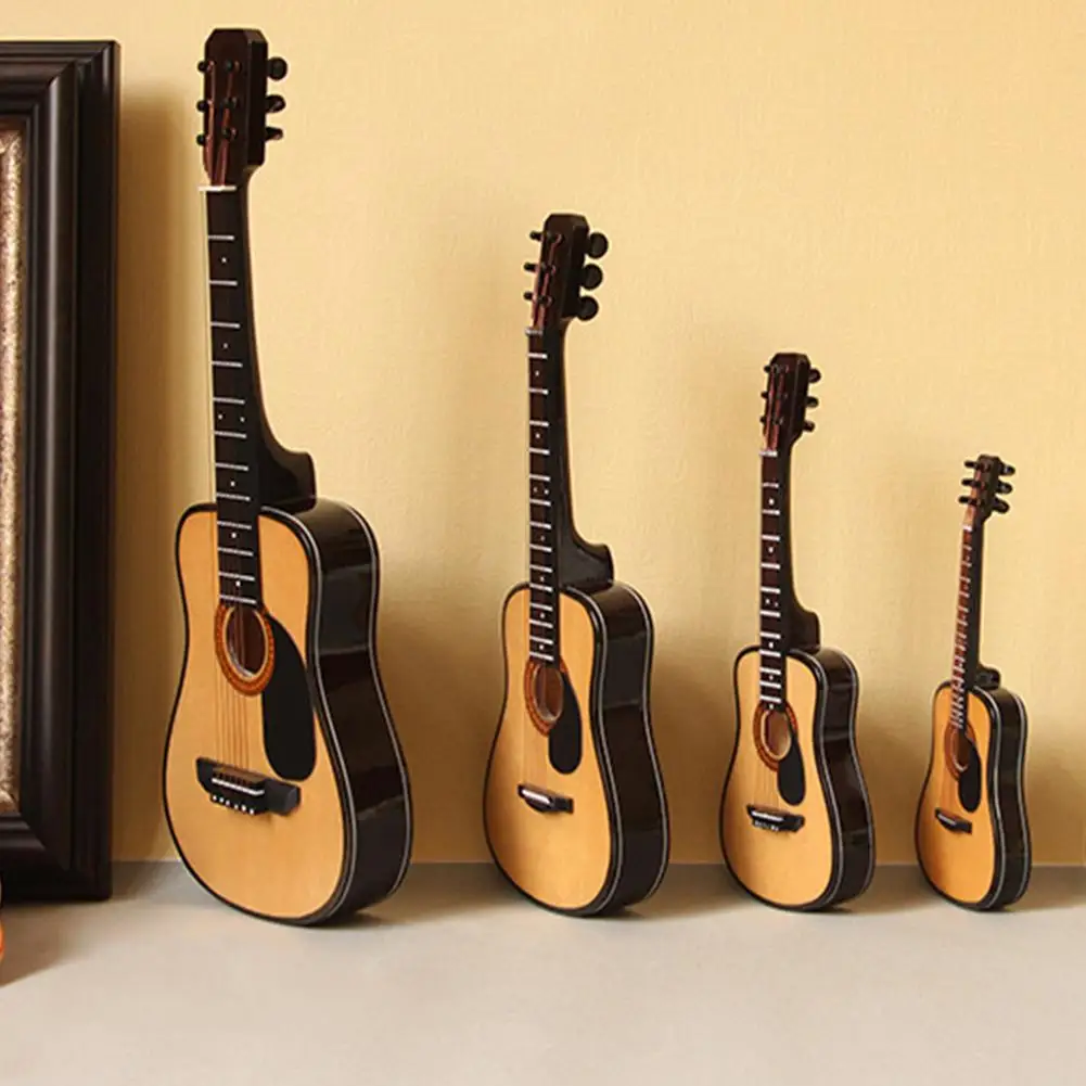 Adeeing Mini Full Angle Folk Guitar Guitar Miniature Model Wooden Mini Musical Instrument Model Collection