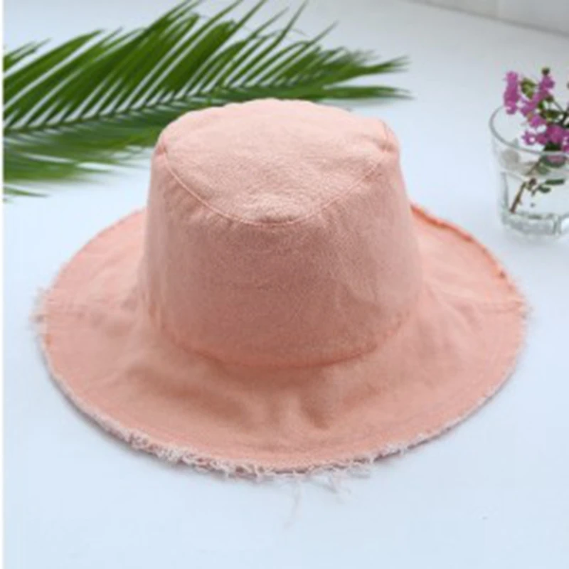 Foldable Denim Bucket Hat Cotton Washed Fishing Hunting Cap Outdoor Beach Fisherman Panama Women's Bucket Hat