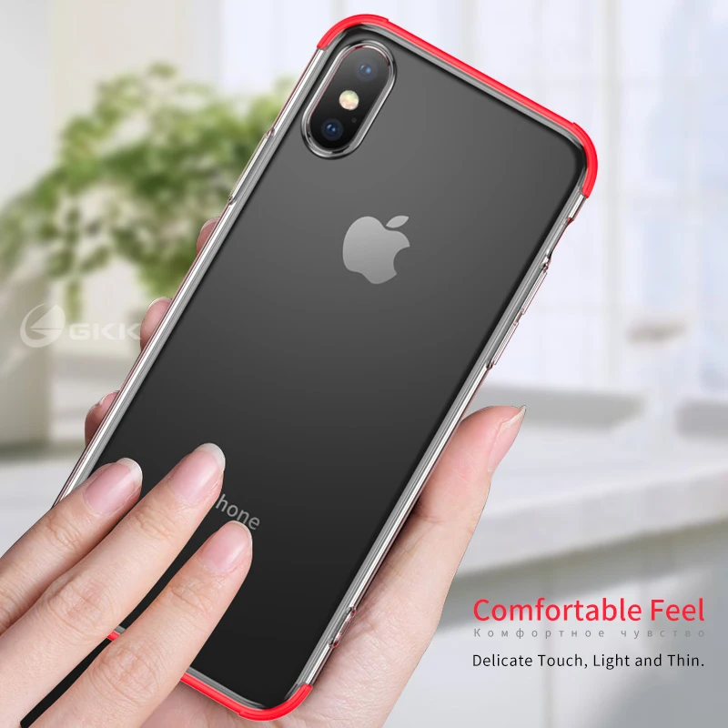 

GKK Case for iPhone X XS Case 360 All-inclusive Transparent Hard PC Soft Edge Cover for iPhone X XS case Fundas Coque