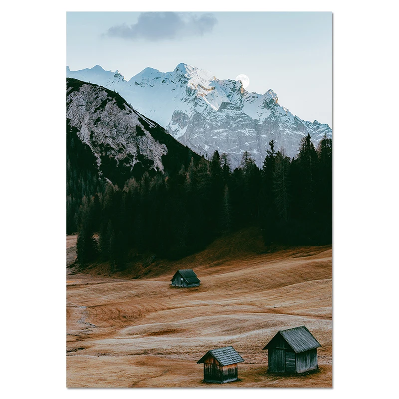 Nordic Nature Landscape Canvas Painting Mountain Wall Art Horse Forest Posters and Prints Pictures for Living Room Home Decor - Цвет: 01