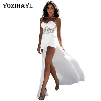 

Women Patchwork Romper Clothes Sleeveless Off Shoulder Strapless Sexy Short Jumpsuit Playsuit Overalls Rompers Female