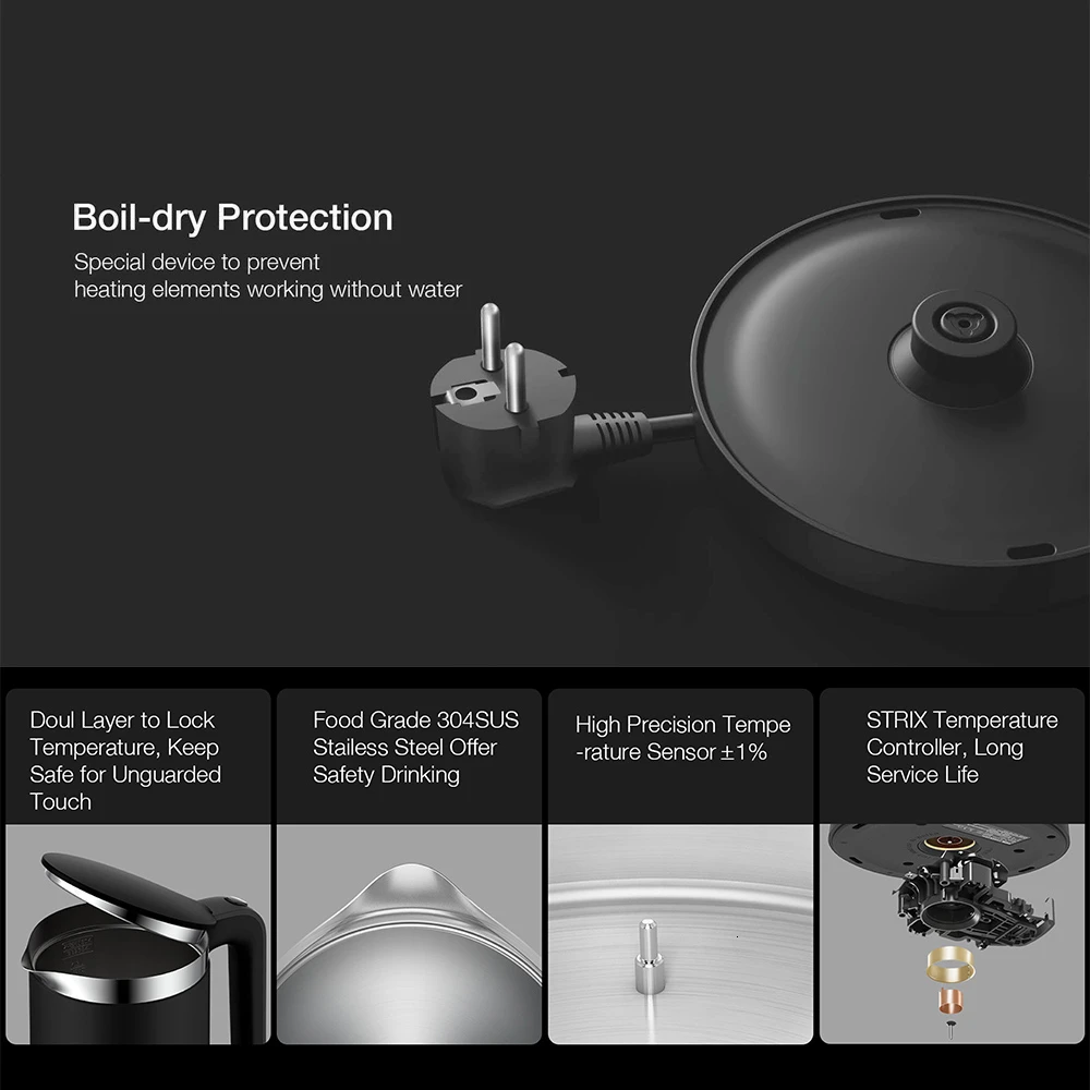 Xiaomi youpin постоянного Температура Электрический чайник Pro 1.5L 1800W Нержавеющая сталь VIOMI смарт-устройство для быстрой кипения Термальность чайник для воды