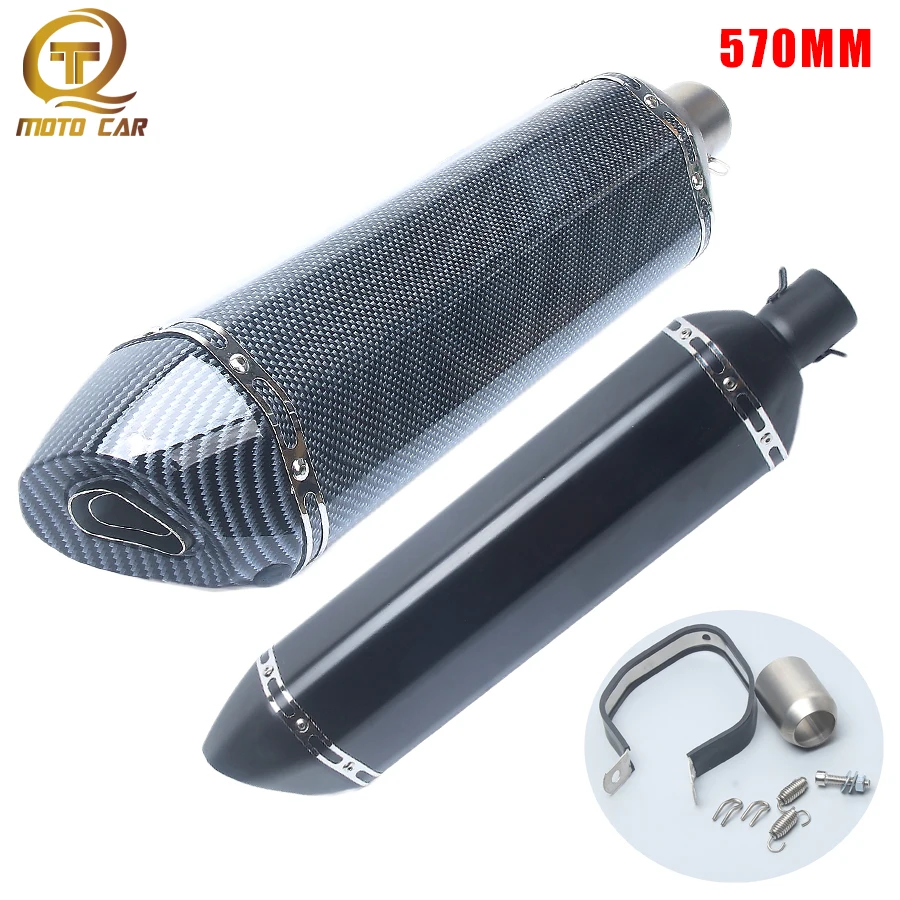 Carbon Fibre Exhaust Muffler Motorcycle 570MM Dirt Bike For Kawasaki Z750 Z800 Z250 CB500 GSR 750 Benelli 300
