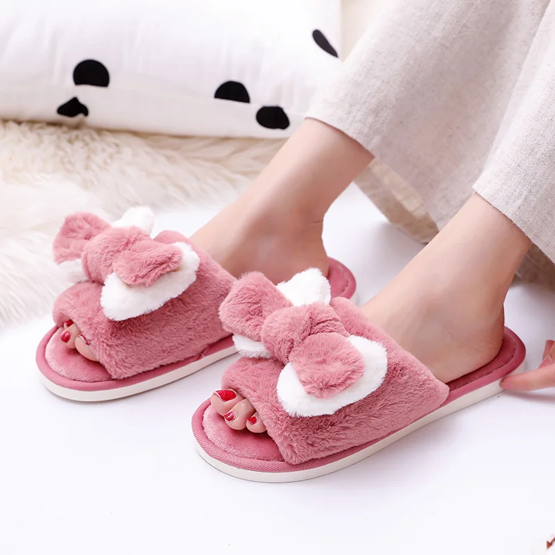 FZNYL Winter Fur Slides 2019 New Cute Ladies Indoor Room Home Slippers Keep Warm Comfortable Female Women Shoes Zapatos De Mujer
