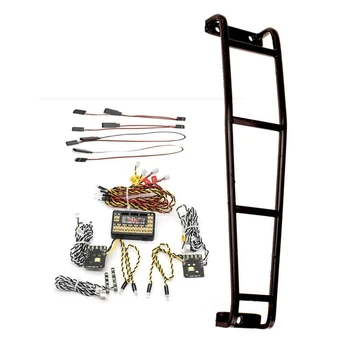 

1 Pcs Rc Car Model Headlights Group Headlights Roof Lights & 1 Pcs Rc Crawler Metal Trx-4 Climbing Rear Ladder Stairs