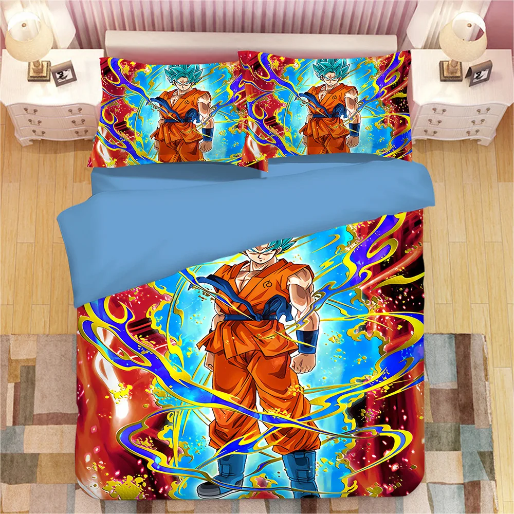 King 220x240cm per adulti Parure da letto per bambini camera da letto copripiumino SSLLC C01 motivo: Dragon Ball Z ragazze stampa 3D Super Saiyan Goku ragazzi 