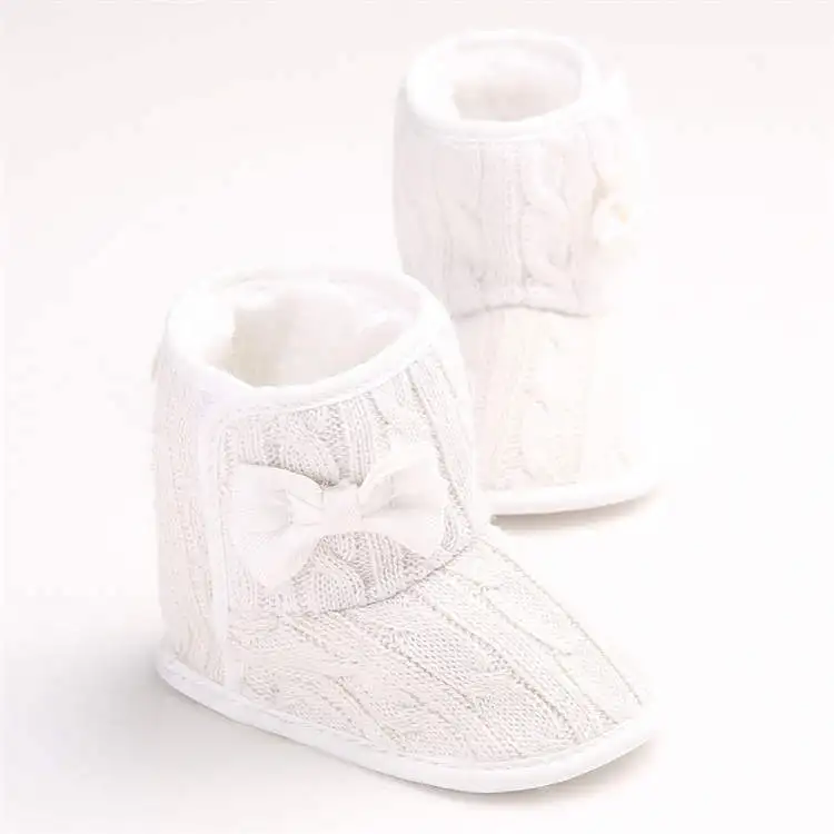 Зимние теплые плюшевые Разноцветные От 0 до 2 лет с милым бантом для мальчиков и девочек; домашние детские ботинки; ботинки с хлопковой подошвой; нескользящая обувь для малышей