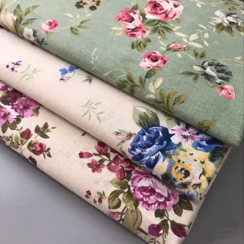 

3-color Peony Flower, Linen Hand-made DIY Fabric, Linen Printed Tablecloth, Storage Bag Cloth, Sewing Fabric Accessories