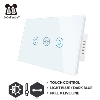 

US Standard Touch Dimmer Switch 1 Gang Wall Light Adjust Light Waterproof Switch Tempered Glass Panel + Fireproof