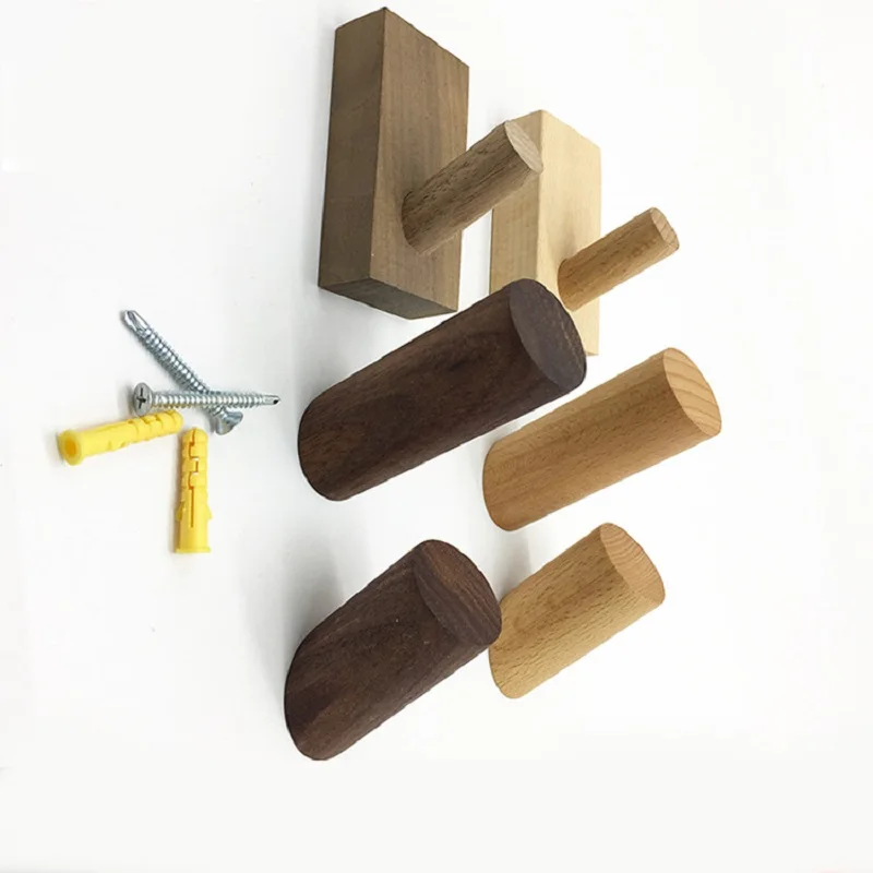 

Natural Wood Clothes Hanger Wall Mounted Coat Hook Decorative Key Holder Hat Scarf Handbag Storage Hanger Bathroom Rack