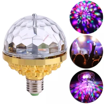 E27 6W Rotating Crystal Magic Ball RGB LED Stage Light Bulb Mini Lamp for Disco Party