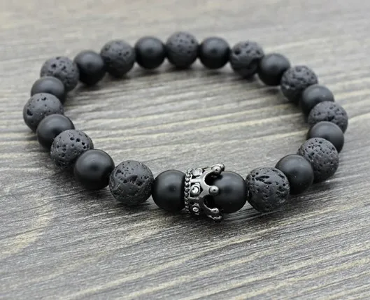 8 мм Корона медная uhj5 Белый Howlite оникс Йога эластичная нить Регулируемая бусина