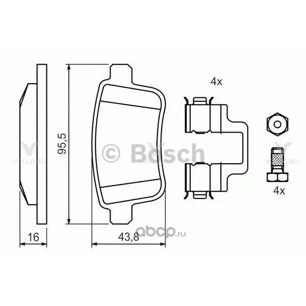0986494331 BOSCH ДИСКОВЫЕ КОЛОДКИ ЗАДНИЕ