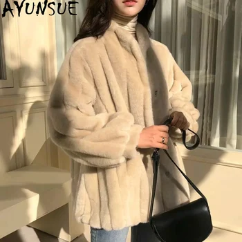 

AYUNSUE 2020 New Women's Fur Coat Korean Furry Jacket Woman Faux Fur Coats Winter Autumn Fur Jacket Women Chaquetas Mujer KJ3605