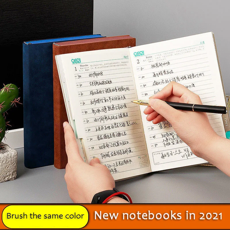 Notebook Books 2021 Schedule Plan 365 Days Daily Calendar Notepad Self-Discipline Punch Card Efficiency Libro Business Office