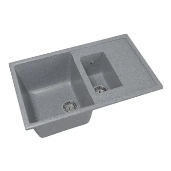 

Мойка ML-GM22 двухчашевая с крылом, темно-серая (309), 495*770*195мм