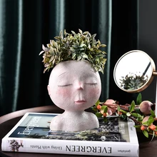 Скандинавская креативная смоляная ваза, украшенная головом, художественная Цветочная композиция, кукольная скульптура, цветочный горшок в горшке, растение для домашнего сада, украшение