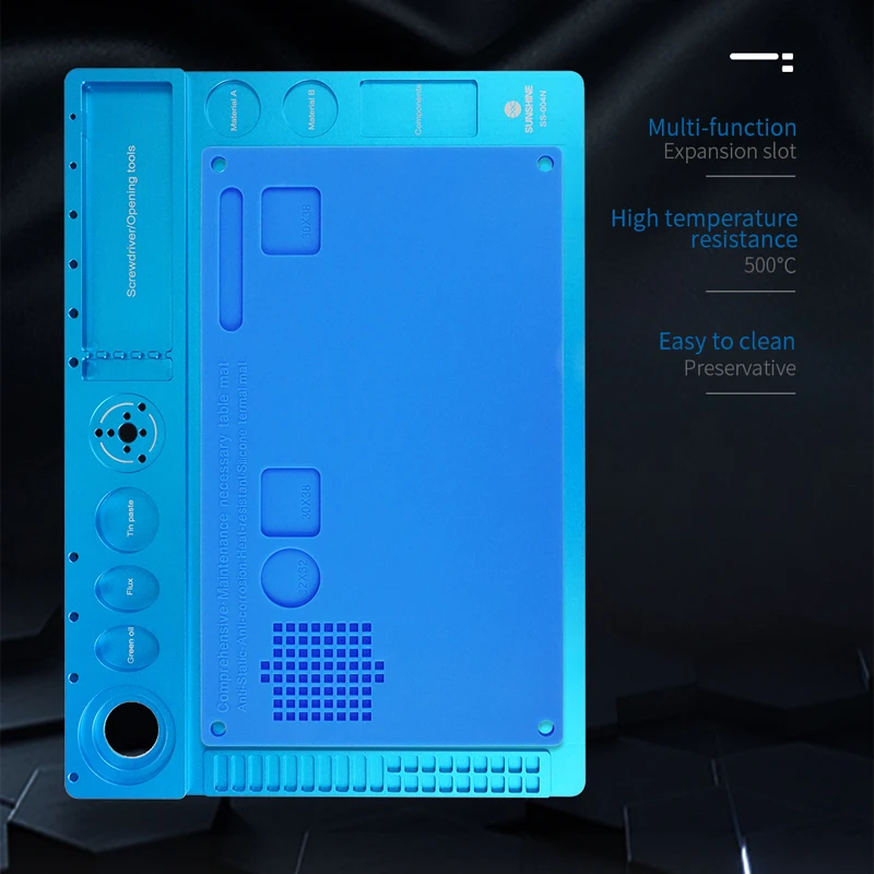 

SUNSHINE Multifunctional Aluminum Alloy Pad for Microscope High Heat Resistant Maintenance Mat For Phone Repair Platform