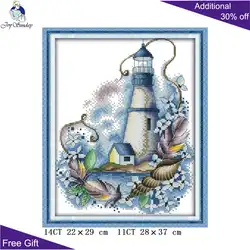 Радость воскресенье F965 14CT 11CT Счетный и печатью Home Decor синий Маяк рукоделие кружево вышивка DIY наборы для вышивки крестом