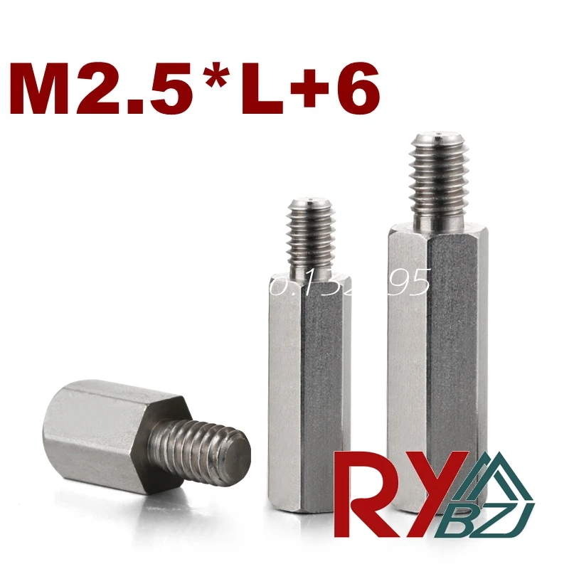 

M2.5*L+6 Stainless steel Standoff Spacer Female Male SUS304 Spacing stud Threaded Spacer hex spacer