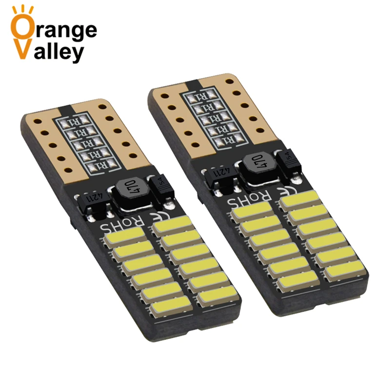 100 шт. супер яркий T10 W5W 24 светодиодный 4014 SMD Автомобильный светильник на танкетке