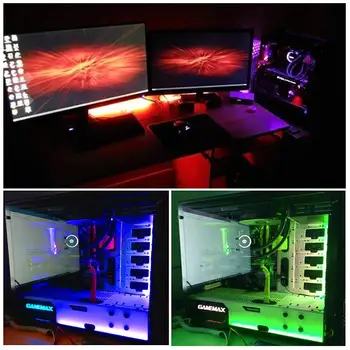 

12V4PIN Colorful RGB One Drag Three Connect Motherboard Computer Chassis Light Bar Set