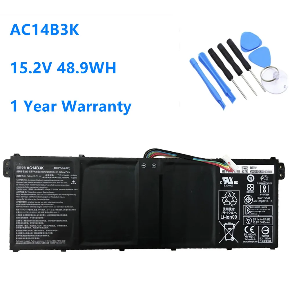 Laptop Battery AC14B3K For Acer Aspire R5-571T R5-571TG S14 CB3-511 Swift 3 3S F314-51 R 11 R3-131T S14 15.2V 48.9WH/3220mAh