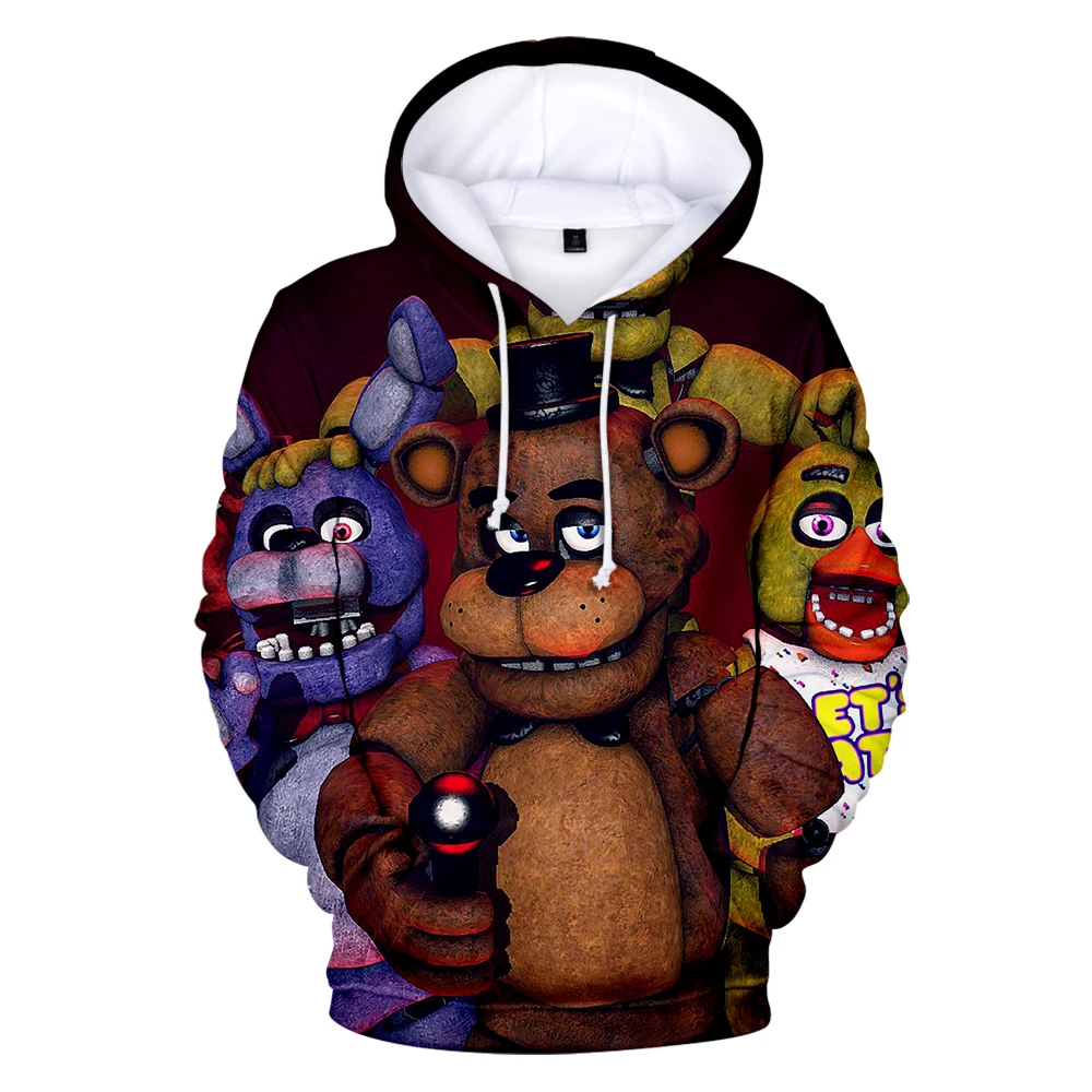 Толстовки Five Nights at Freddy, осенне-зимние теплые популярные толстовки с длинными рукавами, модные повседневные топы с 3D принтом, толстовки