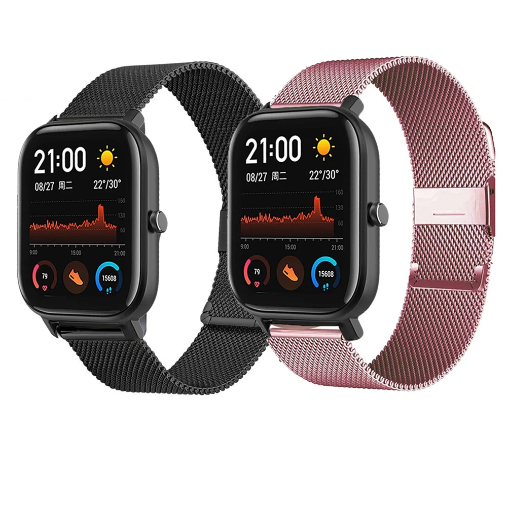 Металлический ремешок для часов Xiaomi Huami Amazfit Bip 1s GTS GTR 42 мм из нержавеющей стали
