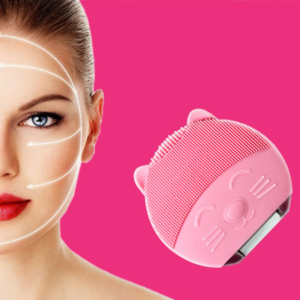 

Facial Clean Brush Anti Wrinkle Cleaner Waterproof Ultrasonic Vibration Deep Pore Soft Silicone Face Massager for Women