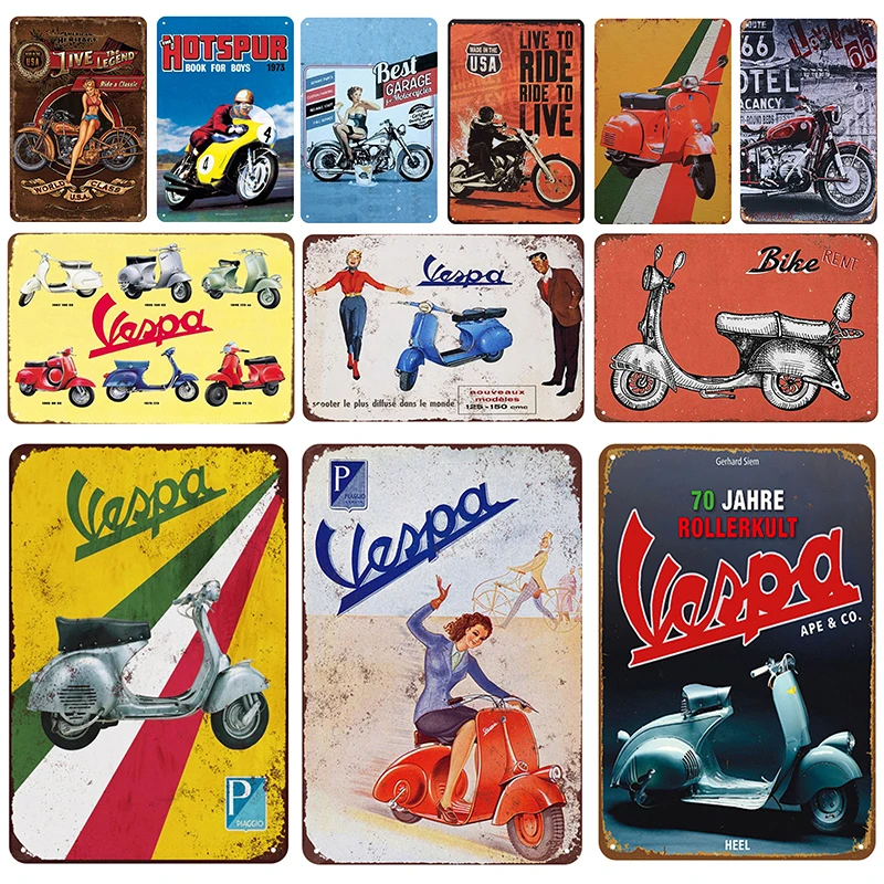 Vespa доска Металл Винтаж жестяная вывеска в стиле пин ап потертый шик Декор