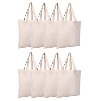 

Canvas Tote Bag,DIY Handmade and Decorated, Reusable Washable Shopping Bag,Grocery Bag 8Pcs