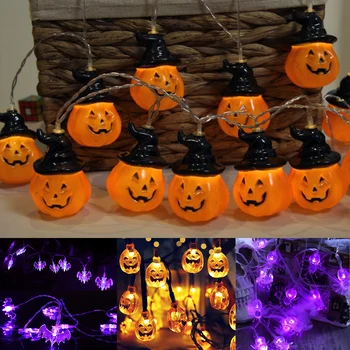 

20LED/10LED Light String Halloween Horror Decoration Hanging Lights Pumpkin Spider Bat Skull Led Lights for Festival Decorative
