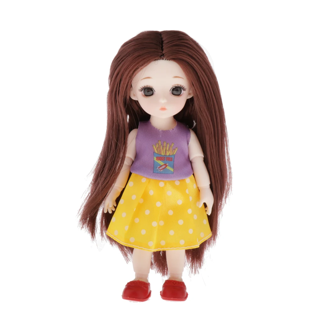 13 Joint BJD Doll Body Figure, Doll Mannequin Girl with Head Hair Full Set for Doll DIY Costum Use, Fashion Doll Collection Gift