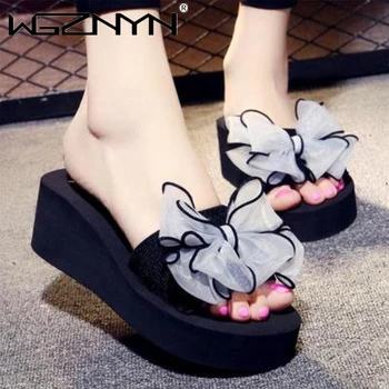

Brand Women Bow Sandals Slipper Indoor Outdoor Beach Shoes NEW Summer Women Shoes Flip Flops on The Platform Sandalia Feminina
