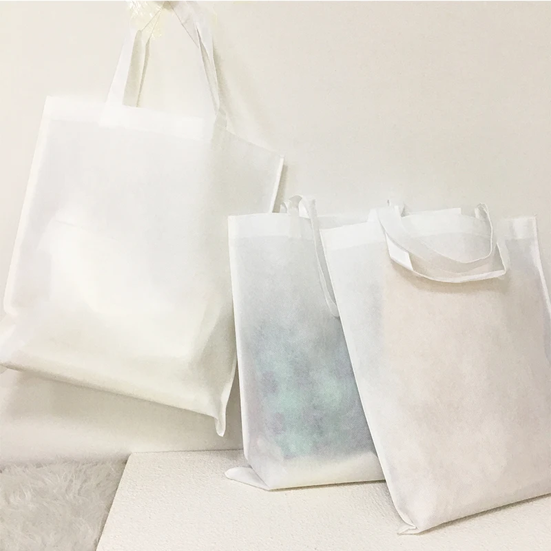 10Pcs Blank Sublimation Non-woven DIY White Shopping Bags Tote Bag