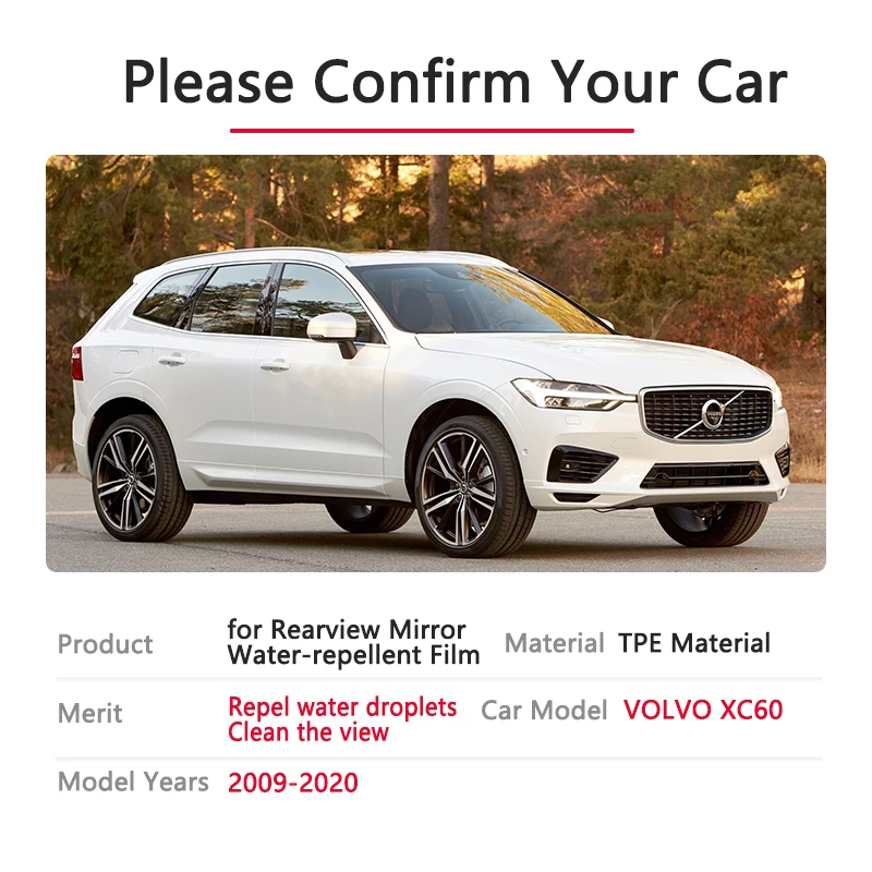 Полноразмерная противотуманная непромокаемая пленка заднего вида для VOLVO XC60 2009 ~