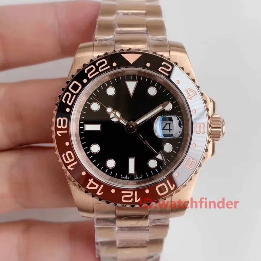 Розовое золото Роскошные автоматические механические 116710 керамические дизайнерские брендовые aaa gmt мужские женские модные часы мужские наручные часы - Цвет: 10